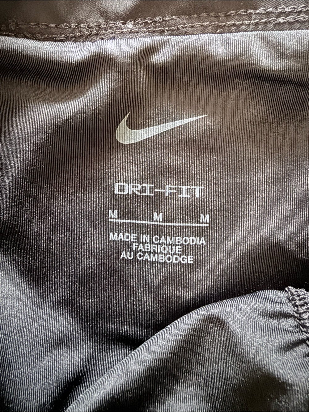Nike Women’s Black Athletic Shorts with White Swoosh - Picture 3 of 5